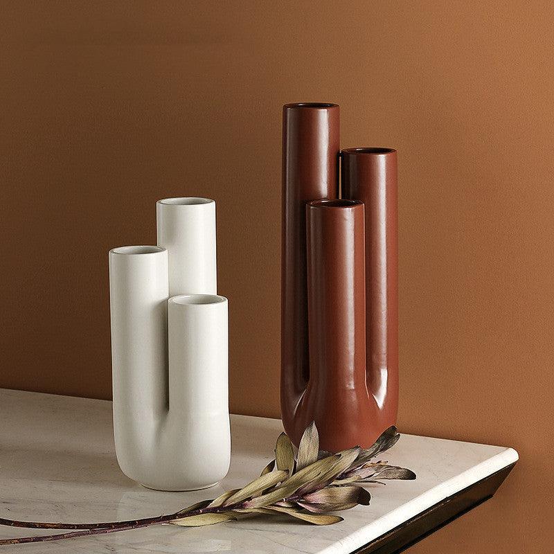 Creative Pipe Shape Porous Ceramic Vase - Pacisia