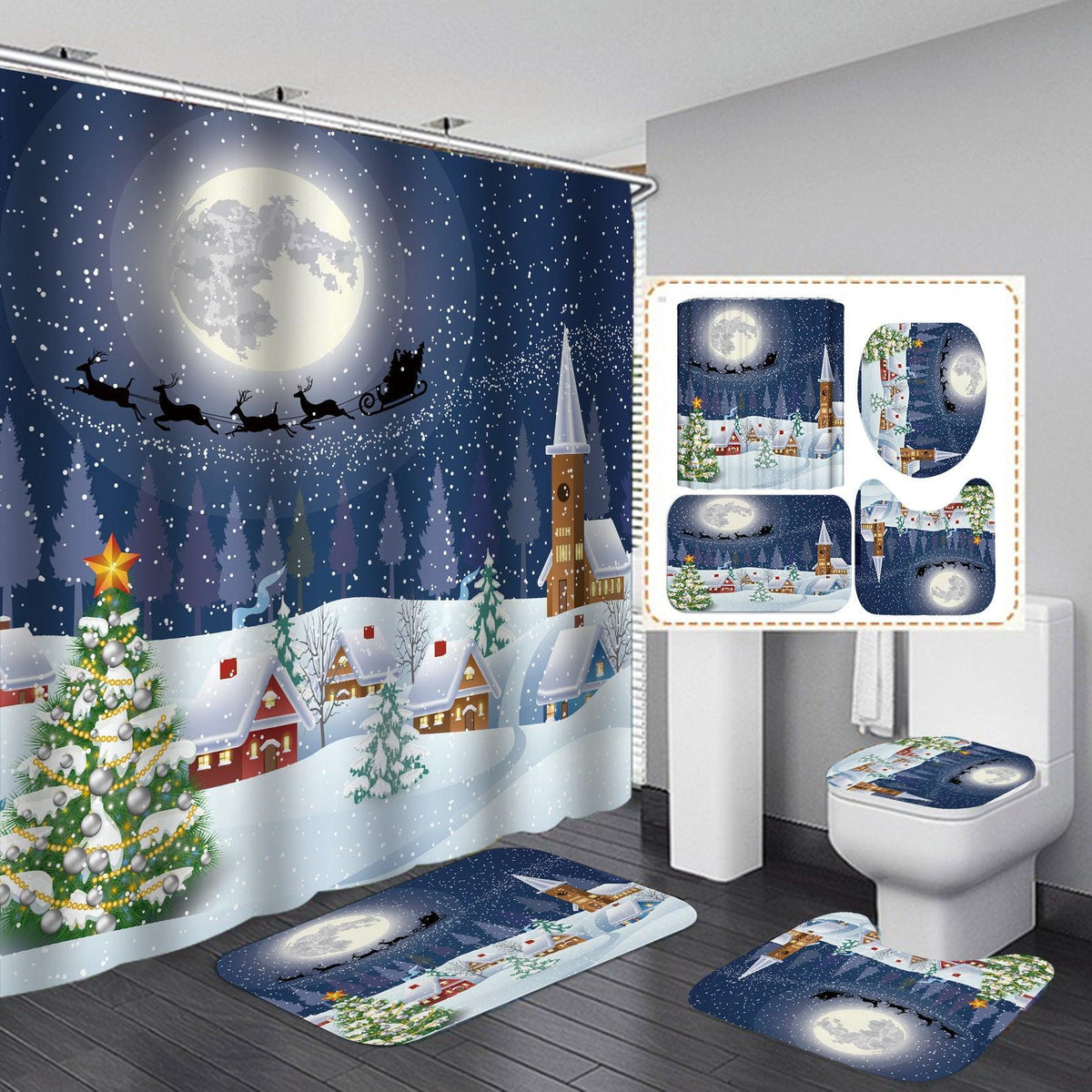 Creative Shower Curtain Waterproof Christmas Shower Curtain Cloth - Pacisia