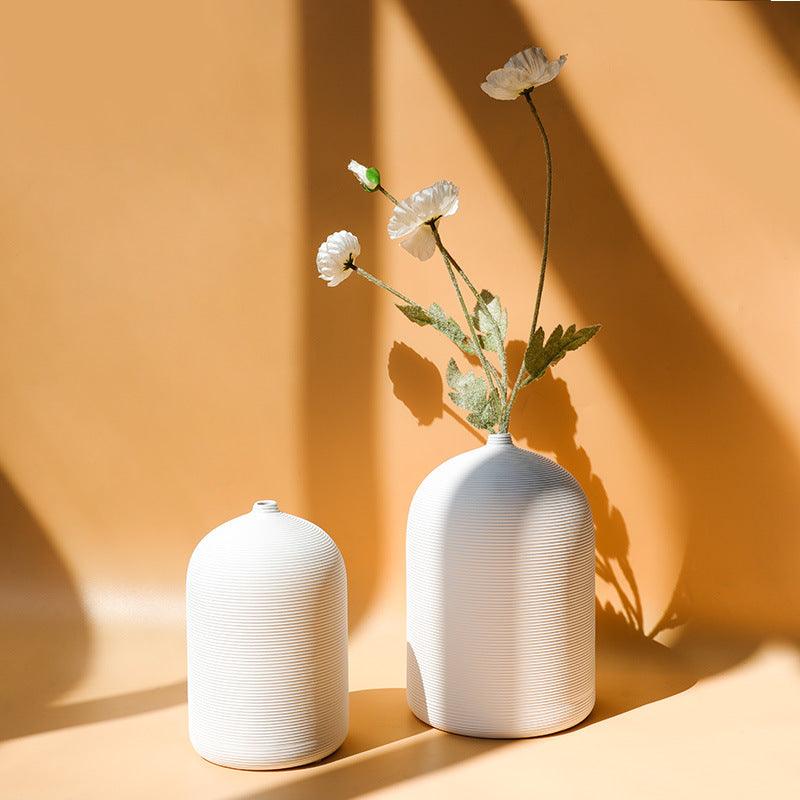 Creative Simple Striped Ceramic Vase Decorative Ornament - Pacisia