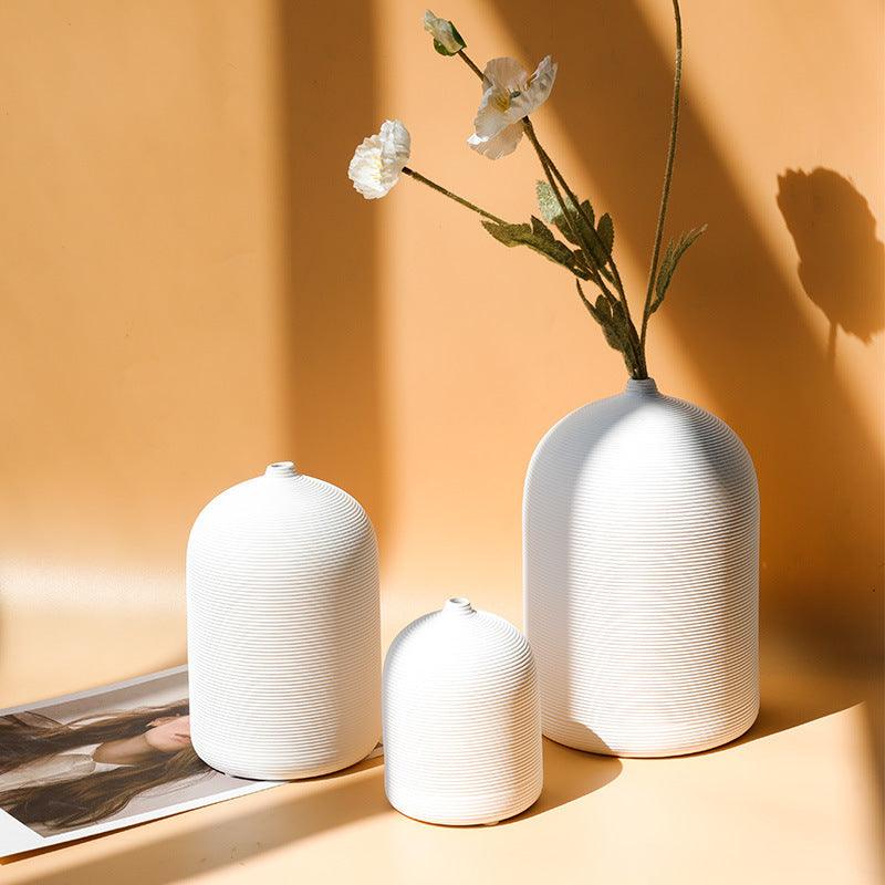 Creative Simple Striped Ceramic Vase Decorative Ornament - Pacisia