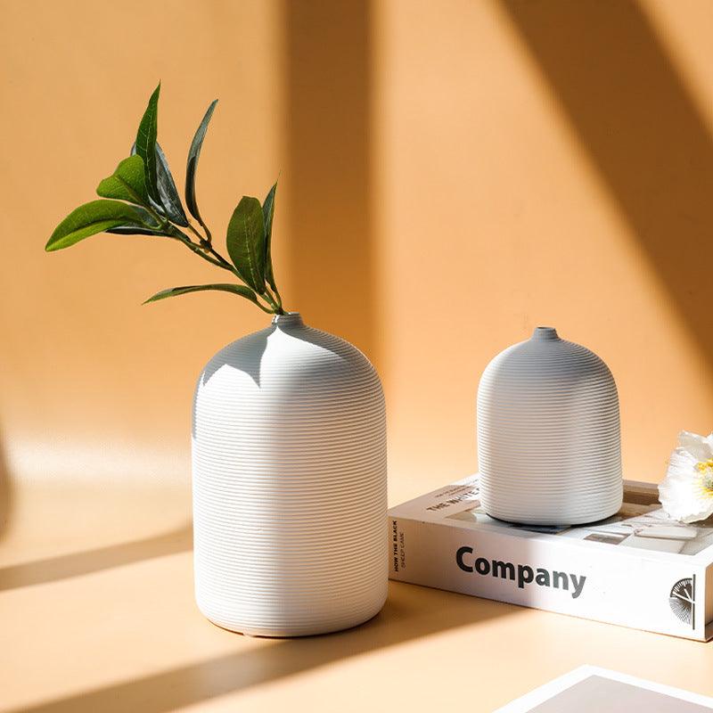 Creative Simple Striped Ceramic Vase Decorative Ornament - Pacisia