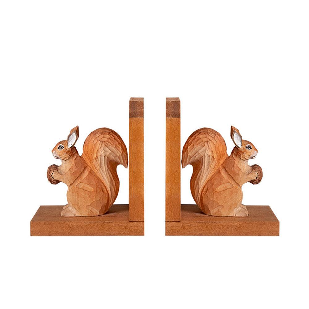 Creative Solid Wood Bookend Squirrel Book Stand - Pacisia