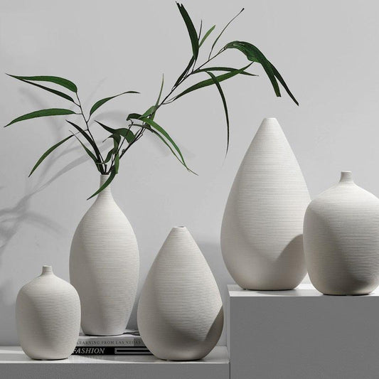 Creative White Ceramic Dried Flower Vase Decoration - Pacisia