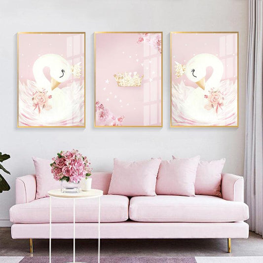 Crown Swan Canvas Art - Room Decoration Wall Prints - Pacisia