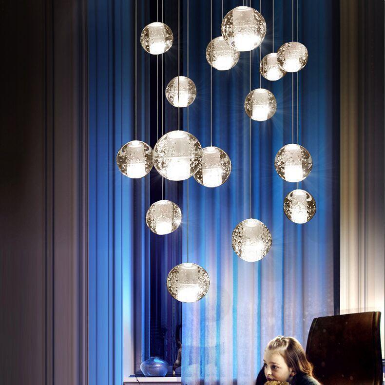 Crystal Staircase Chandelier Modern Minimalist Duplex Staircase - Pacisia