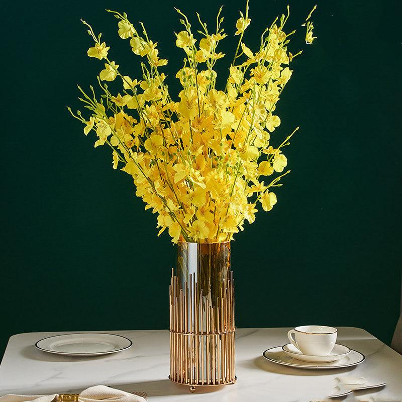 Metal Vase Decoration Flower Arrangement Wine Cabinet Porch Cabinet Dining Table Glass Flower - Pacisia