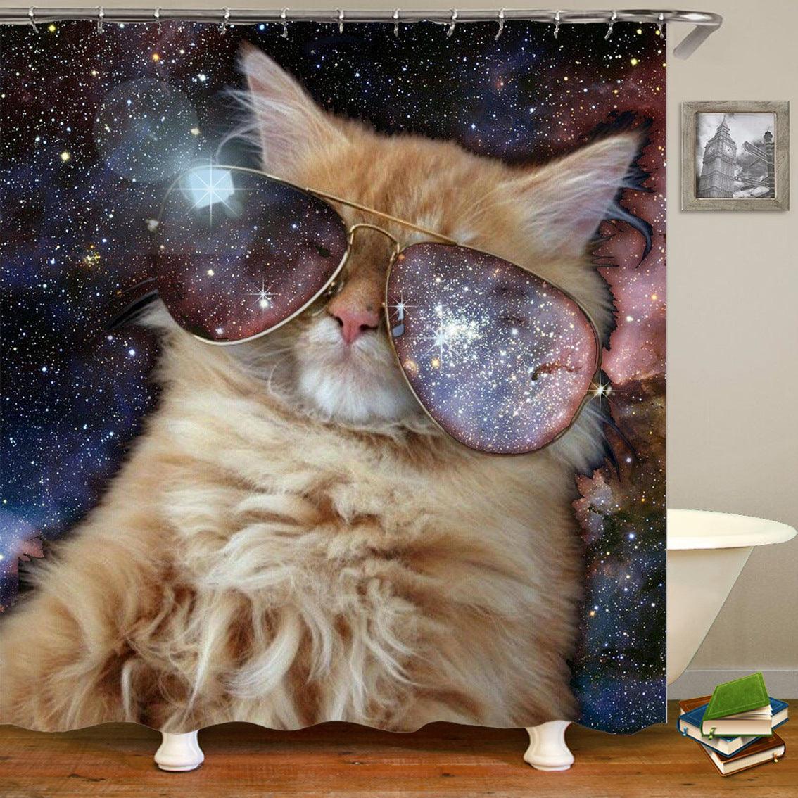 Cat shower curtains bathroom shower curtain Cute 3D fabric shower curtain with hooks funny waterproof shower curtain or Mat - Pacisia