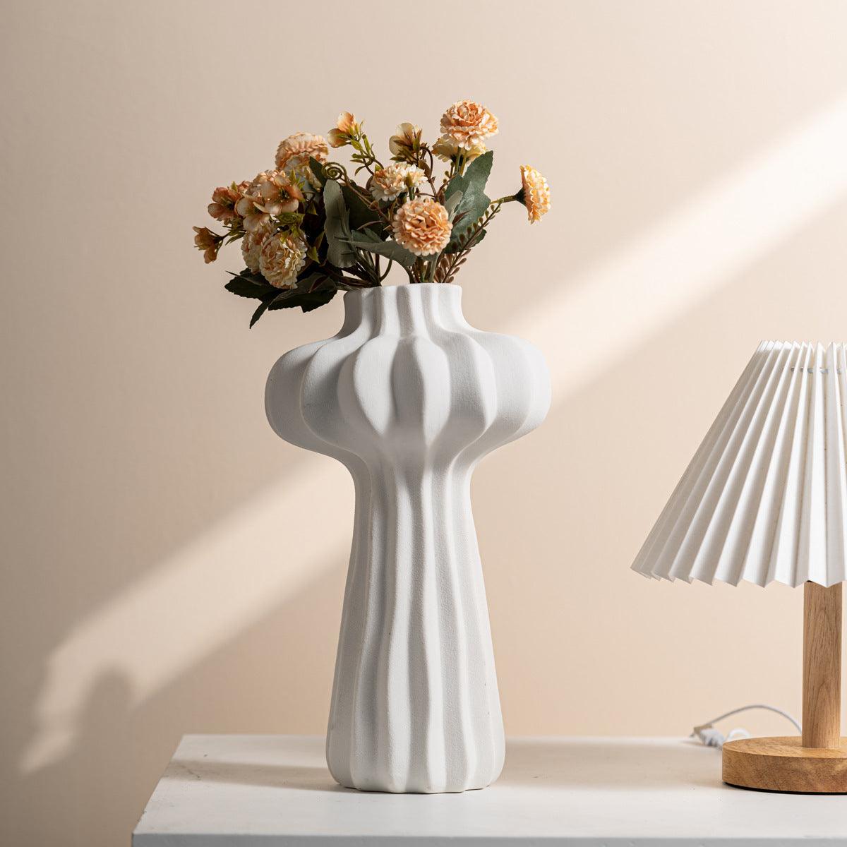 Dimon Silk Lime White Pumpkin-shaped Ceramic Vase - Pacisia