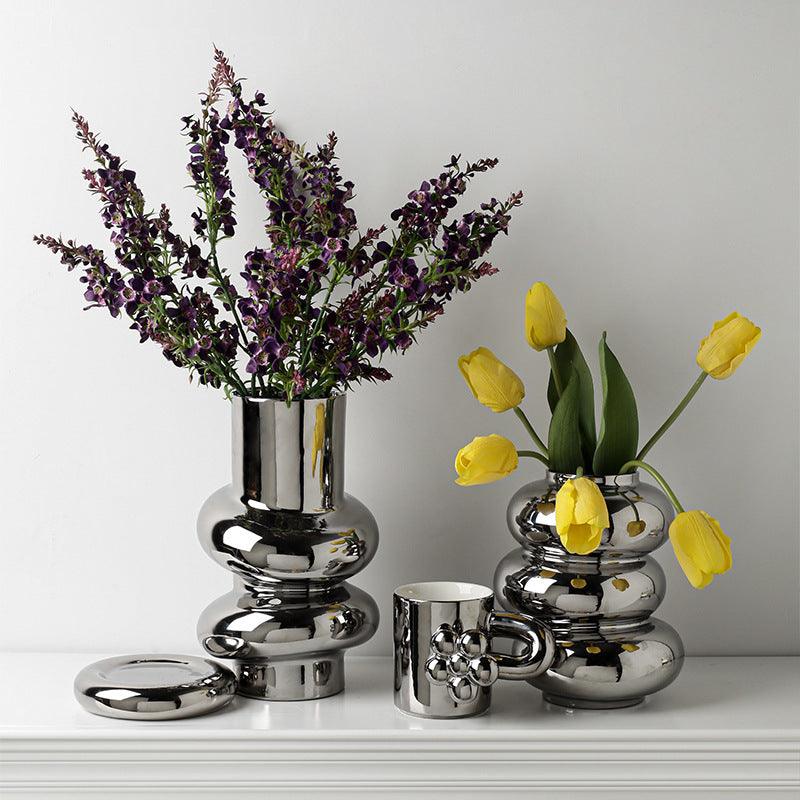 Donut Vase Ceramic Silver Plated Mirror - Pacisia