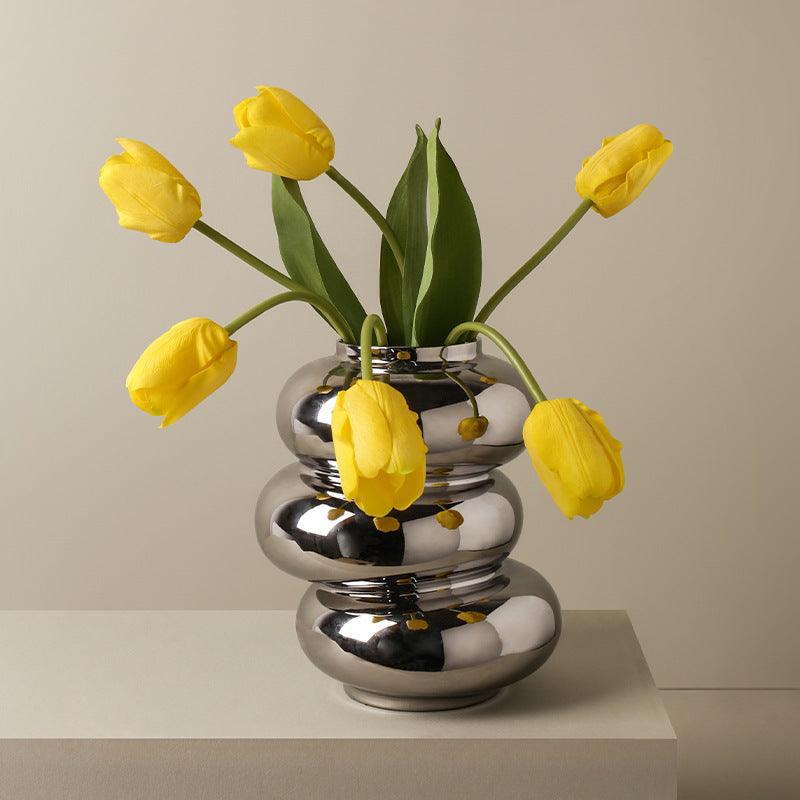 Donut Vase Ceramic Silver Plated Mirror - Pacisia