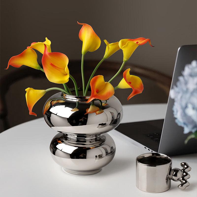 Donut Vase Ceramic Silver Plated Mirror - Pacisia