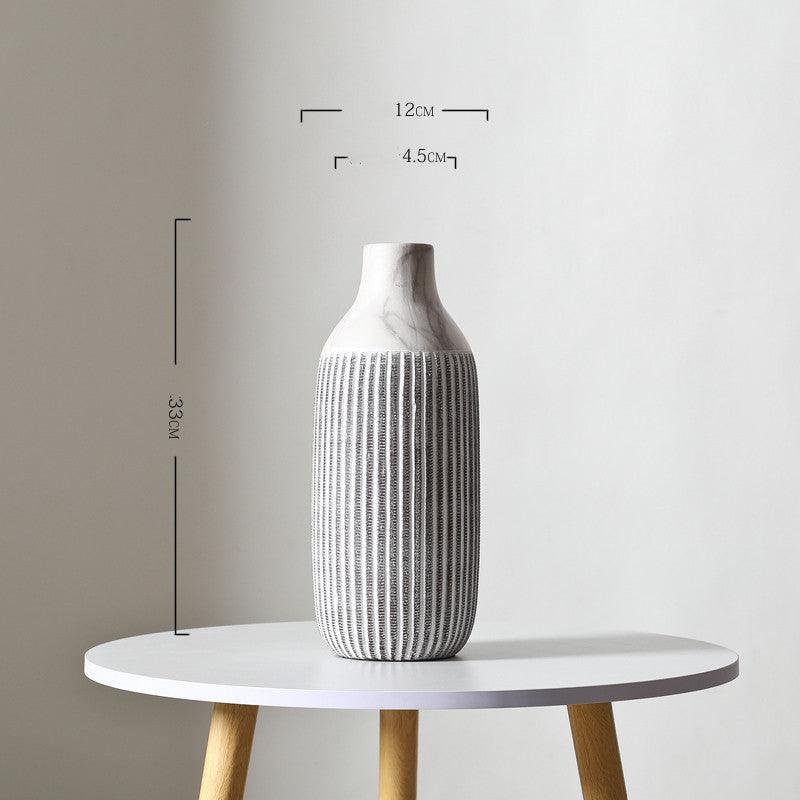 Dried Flower Vase Ceramic Vertical Pattern Ornaments - Pacisia
