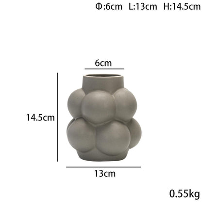 Simple Modern Bubble Ball Ceramic Vase Special-shaped Flower Container High-grade Indoor Soft Decoration - Pacisia