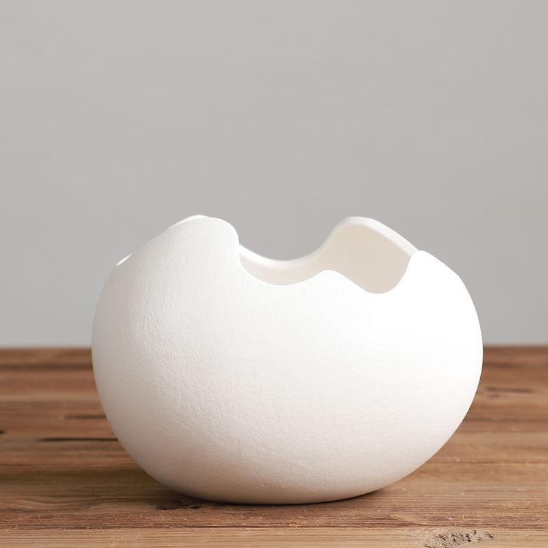 Eggshell Living Room Ceramic Hydroponic Vase Pot Desktop Flower Small And Simple Indoor Green Dill - Pacisia