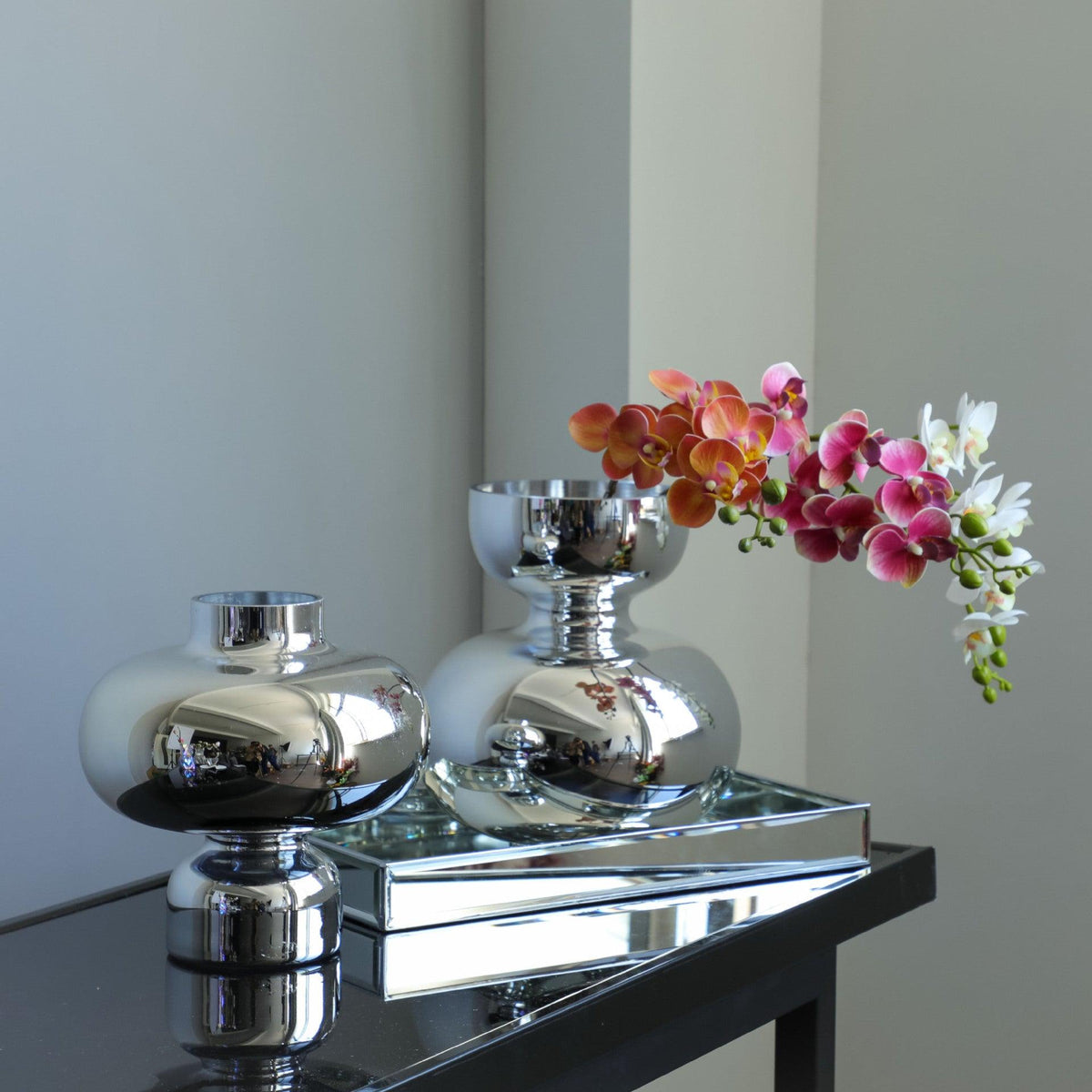 Electroplated Silver Mirror Glass Vase - Pacisia