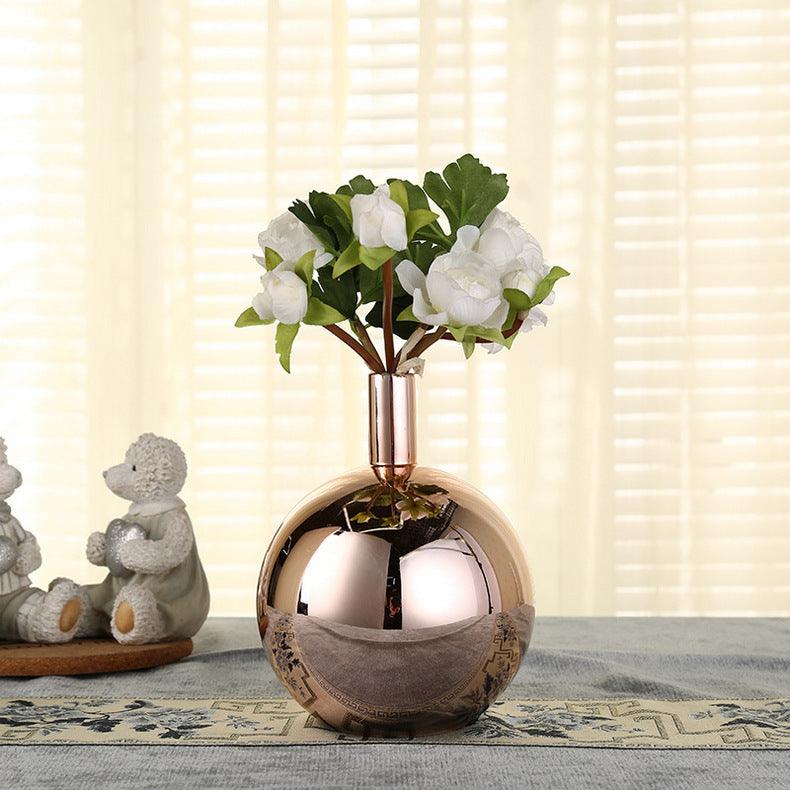 Electroplating Gradient Glass Small Vase, Dried Flowers, Light Luxury Ornaments - Pacisia