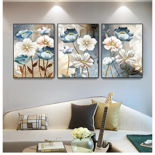 Elegant Floral Canvas Painting - Framed Modern Wall Art for Living Room Decor - Pacisia