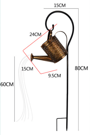 Enchanted Watering Can Outdoor Solar Watering Can Ornament Lamp Garden Art Light Decoration Hollow-out Iron Shower LED Lights - Pacisia