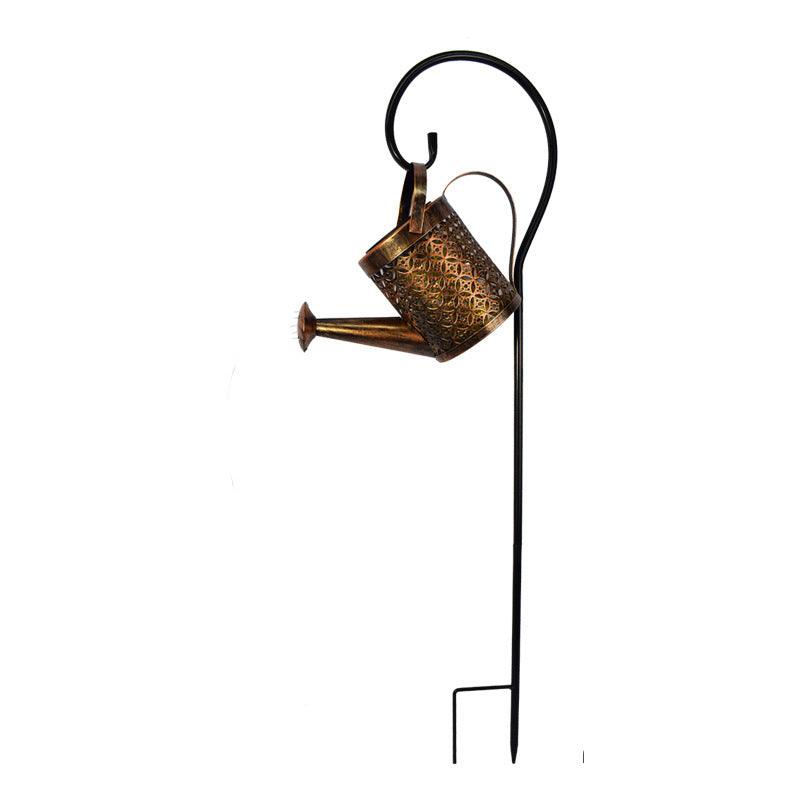 Enchanted Watering Can Outdoor Solar Watering Can Ornament Lamp Garden Art Light Decoration Hollow-out Iron Shower LED Lights - Pacisia