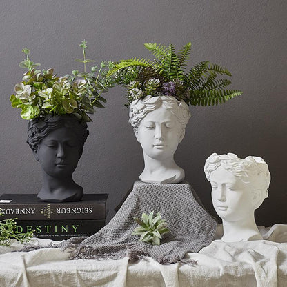 European Style Art Vase Cement Head Flower Pot - Pacisia