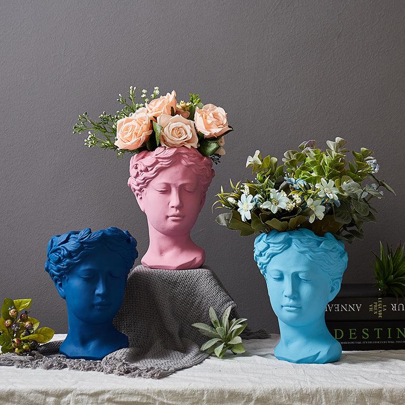 European Style Art Vase Cement Head Flower Pot - Pacisia