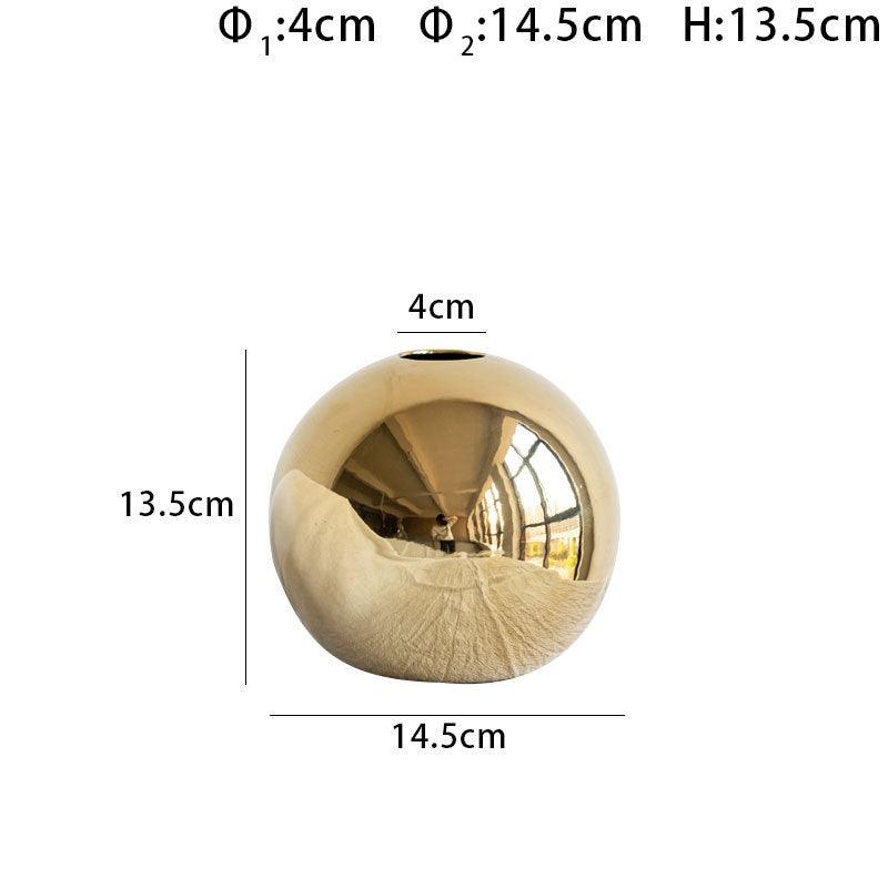 European Style Golden Electroplated Ceramic Vase Round - Pacisia