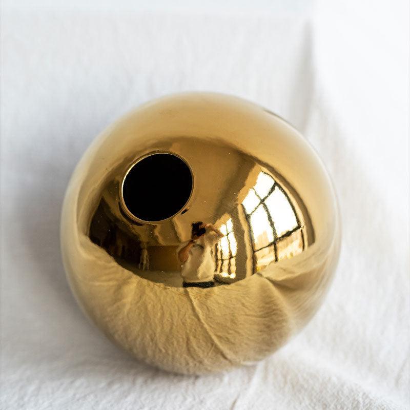 European Style Golden Electroplated Ceramic Vase Round - Pacisia