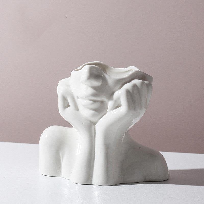 Fashionable Nordic Woman Body Shape Ceramic Vase - Pacisia