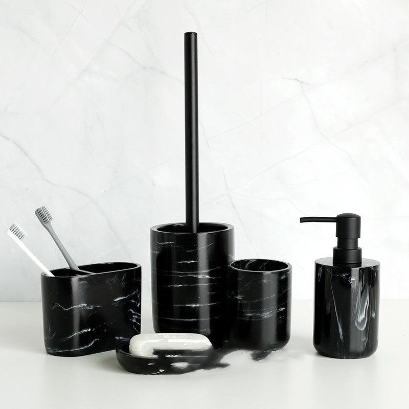 Five-piece Set Nordic Marble Texture Resin Bathroom Accessor - Pacisia