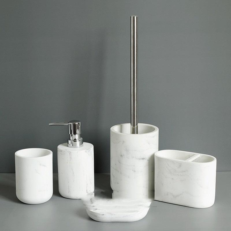 Five-piece Set Nordic Marble Texture Resin Bathroom Accessor - Pacisia