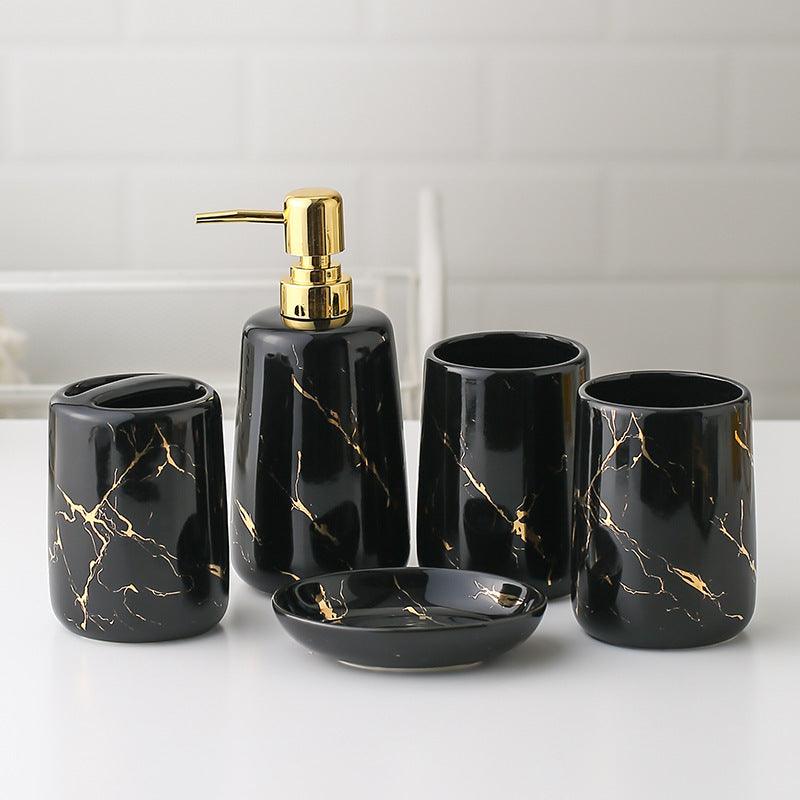 Five-piece Toilet Ceramic Bathroom Supplies Wash And Rinse Cup - Pacisia