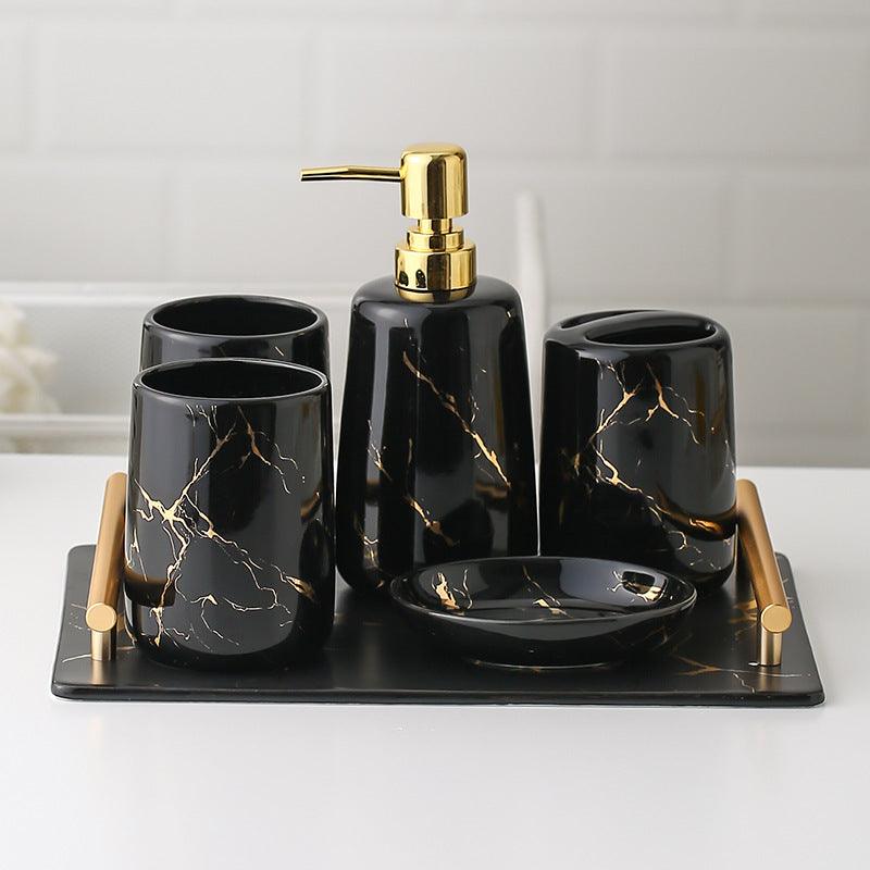 Five-piece Toilet Ceramic Bathroom Supplies Wash And Rinse Cup - Pacisia