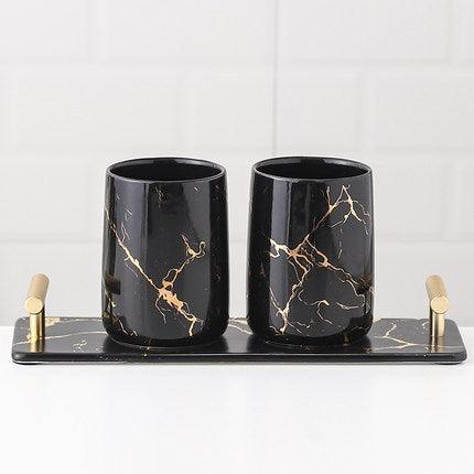 Five-piece Toilet Ceramic Bathroom Supplies Wash And Rinse Cup - Pacisia