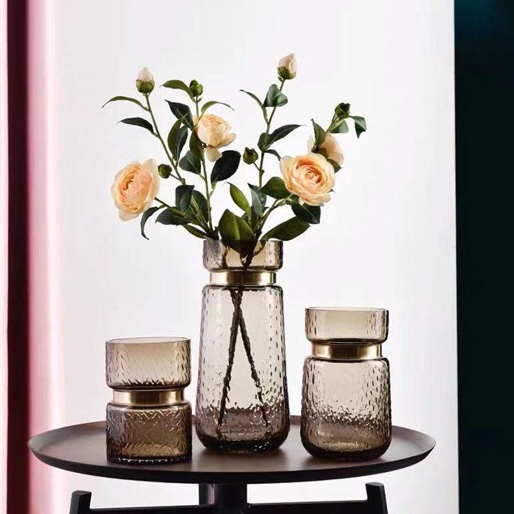 Flower Dot Texture Blue Vase Glass Bottle - Pacisia