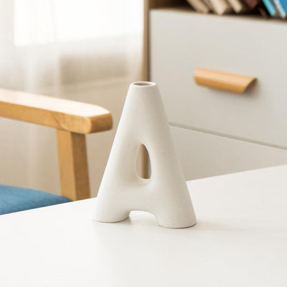 Frosted Letters AB Ceramic Vase Decoration European Retro Large-caliber Matte - Pacisia