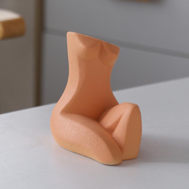 Frosted Sitting Dress Abstract Human Personality Ceramic Vase - Pacisia