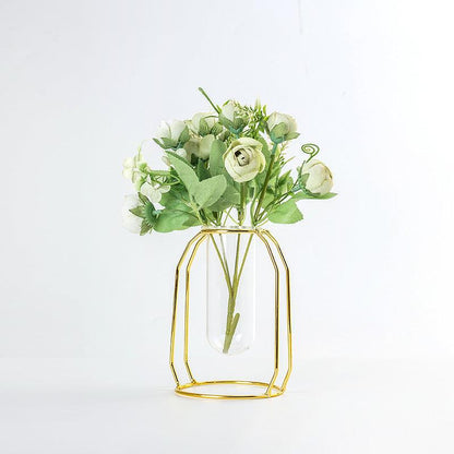 Glass Hydroponic Wire Metal Geometric Wrought Iron Vase - Pacisia