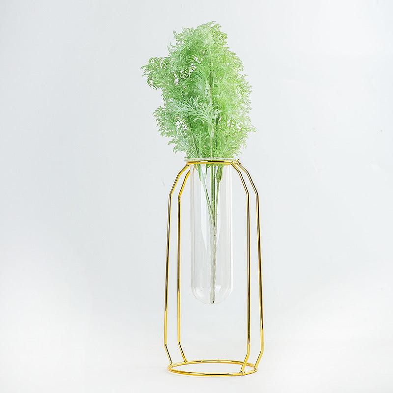 Glass Hydroponic Wire Metal Geometric Wrought Iron Vase - Pacisia