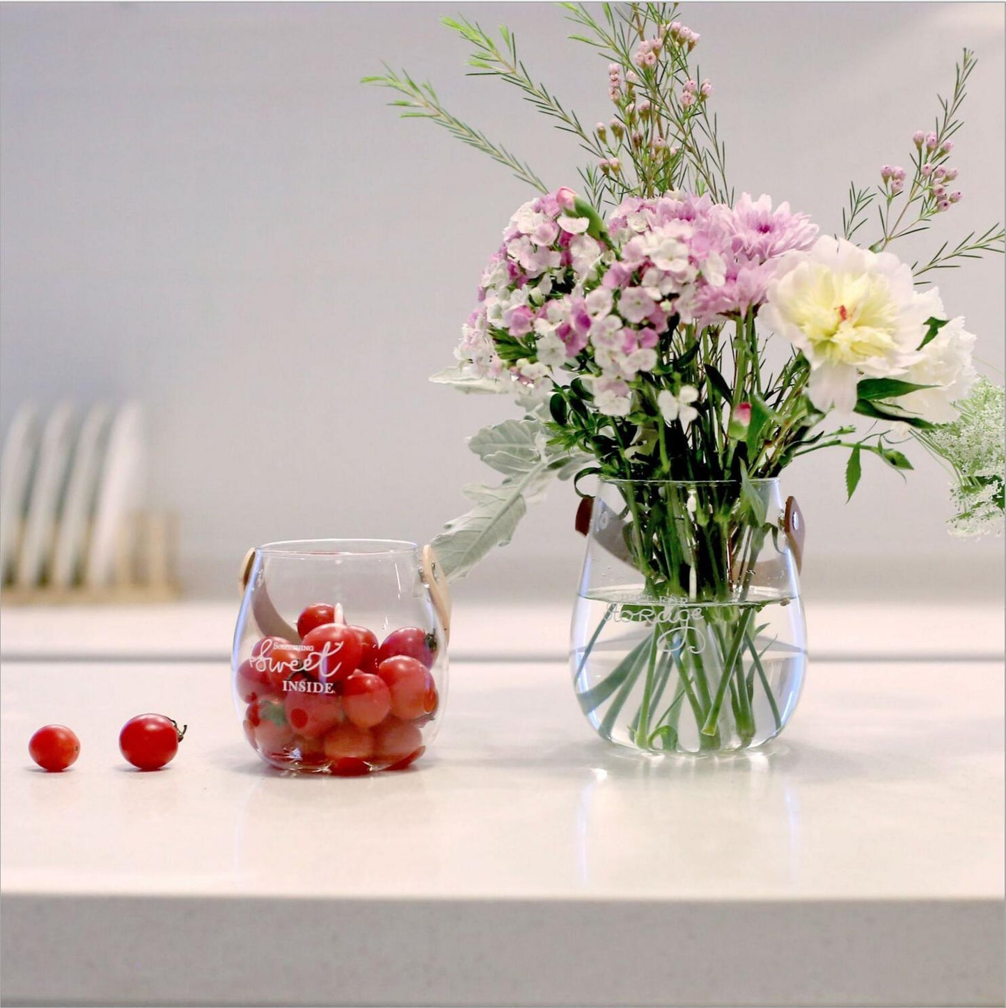 Glass Vase Flower Arrangement Dried Vase Fruit - Pacisia