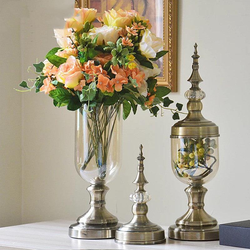 Glass Vase Light Luxury Golden Wrought Iron Living Room - Pacisia