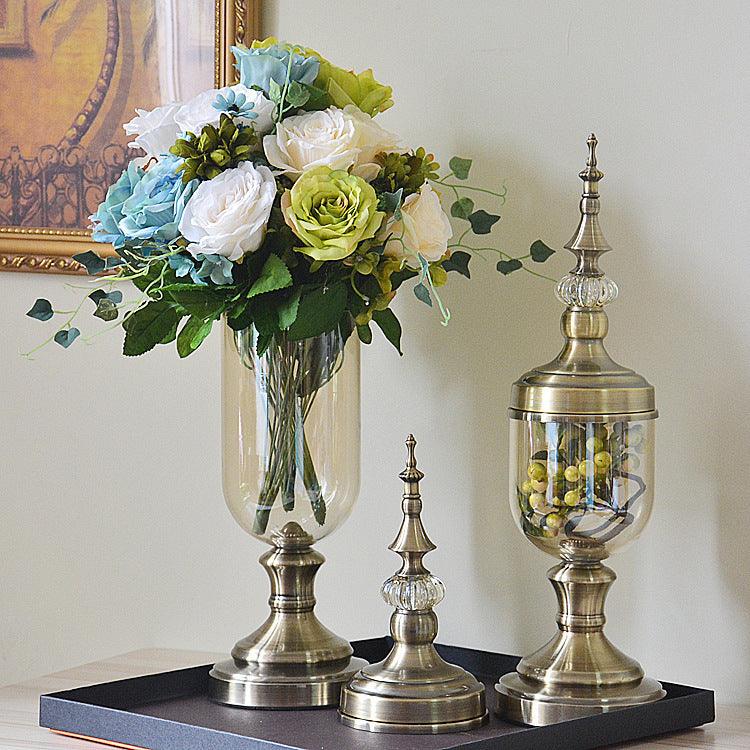 Glass Vase Light Luxury Golden Wrought Iron Living Room - Pacisia