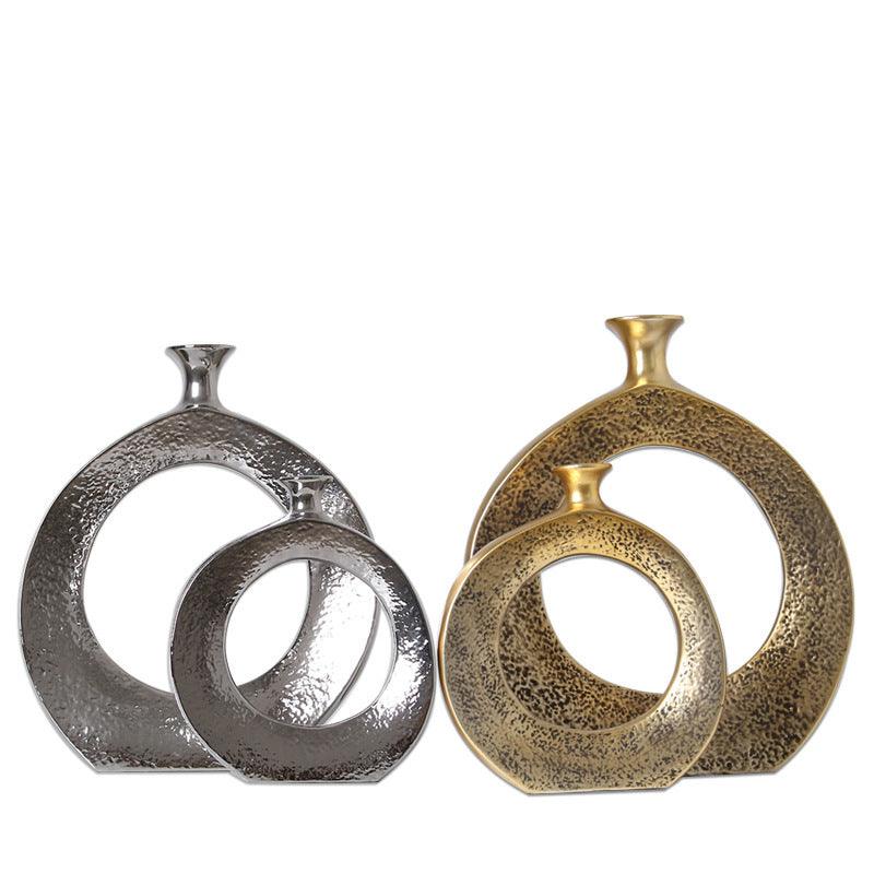 Golden ceramic circle vase living room porch vase decoration - Pacisia