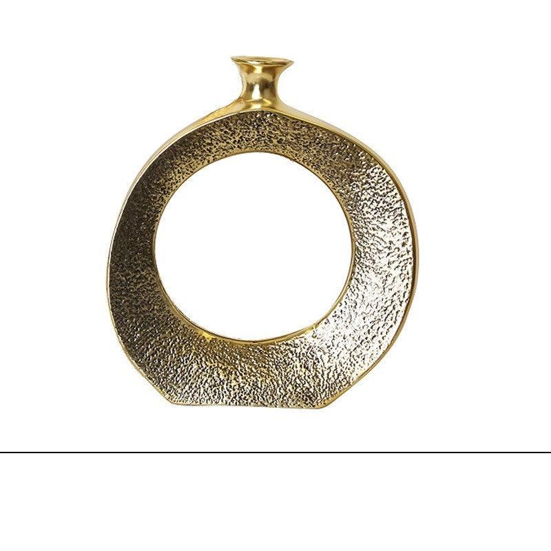 Golden ceramic circle vase living room porch vase decoration - Pacisia