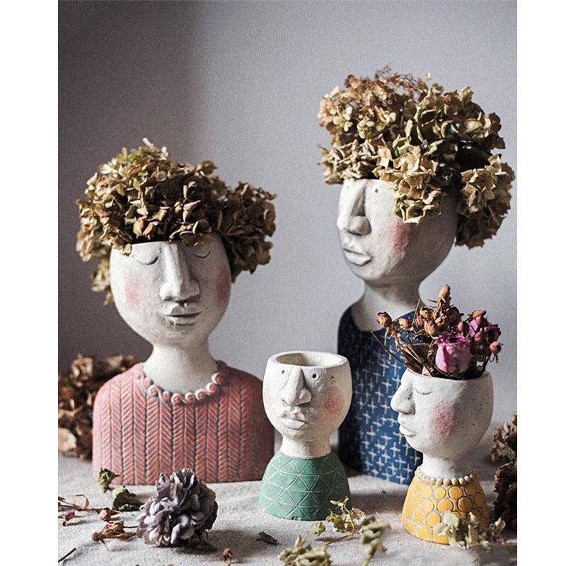 Greek Statue Pot Goddess Flower Pots Head Retro Venus Vase - Pacisia