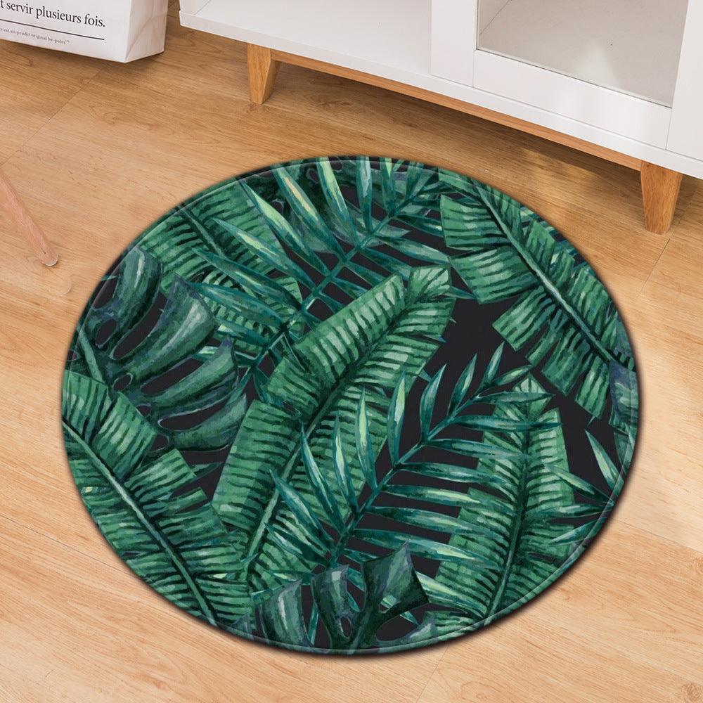 Green Plant Cactus Round Computer Chair Office Carpet Pad - Pacisia