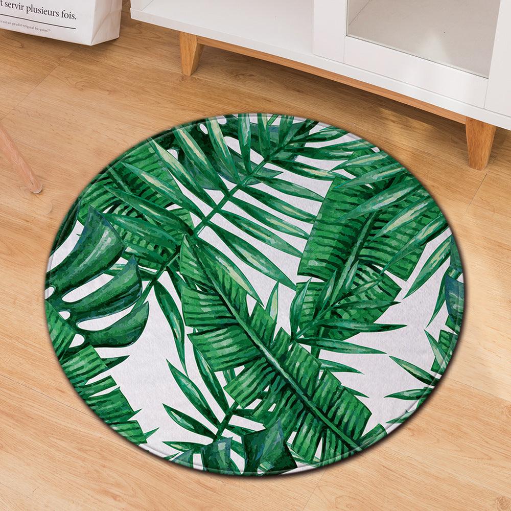Green Plant Cactus Round Computer Chair Office Carpet Pad - Pacisia