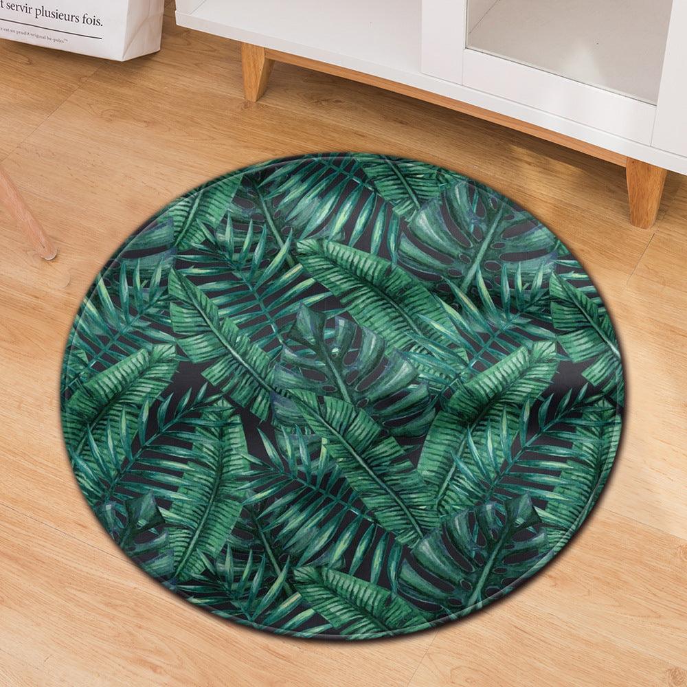 Green Plant Cactus Round Computer Chair Office Carpet Pad - Pacisia