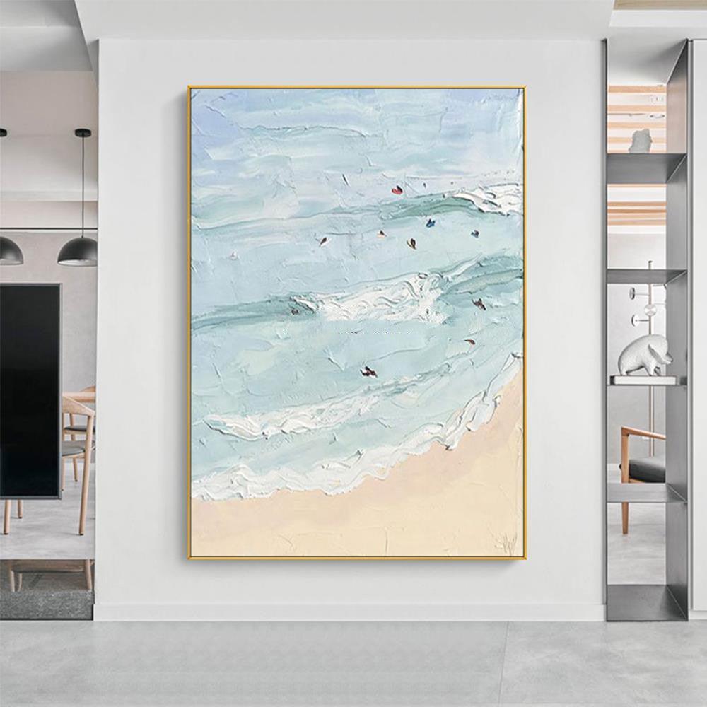 Hand Painted Beach Thick Oil Canvas Painting Wall Art Home Decor - Pacisia
