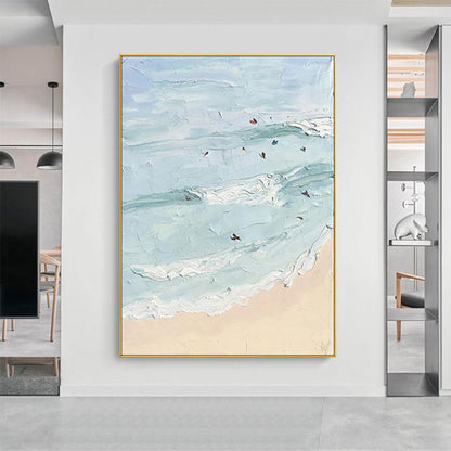 Hand Painted Beach Thick Oil Canvas Painting Wall Art Home Decor - Pacisia