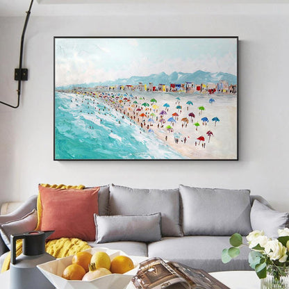 Hand Painted Beach Thick Oil Canvas Painting Wall Art Home Decor - Pacisia